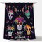 Day of The Dead Shower Curtain Mexican Spooky Halloween Hispanic Style Abstract Gothic Skeleton Floral Funny Flower Skull Sugar Fabric Bath Curtain with Hook, Black